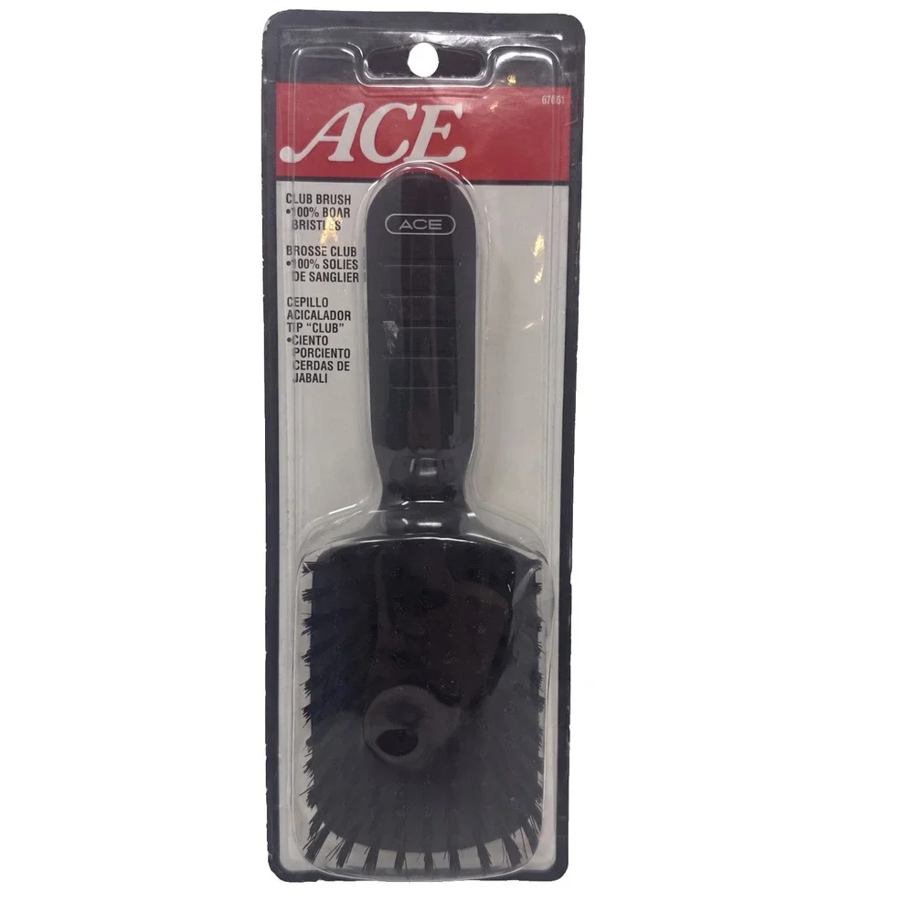 Vintage 2006 ACE  Club Goody  Brush Boar Bristles Black 67661 Hairbrush Open New
